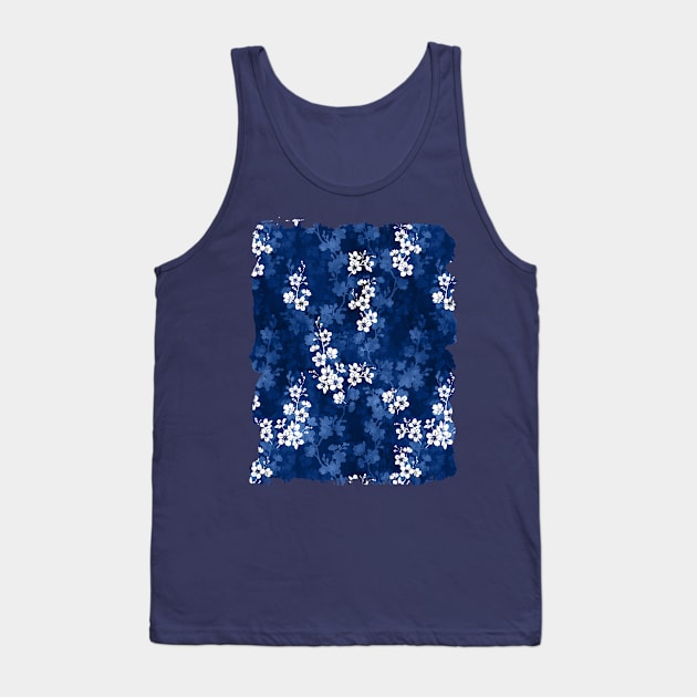 Sakura blossom in deep blue Tank Top by adenaJ